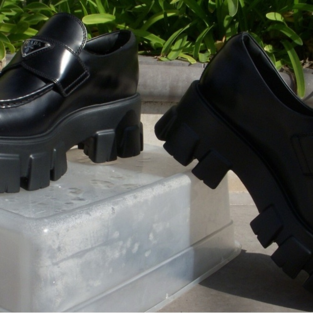 Prada Monolith Black Chunky Loafers